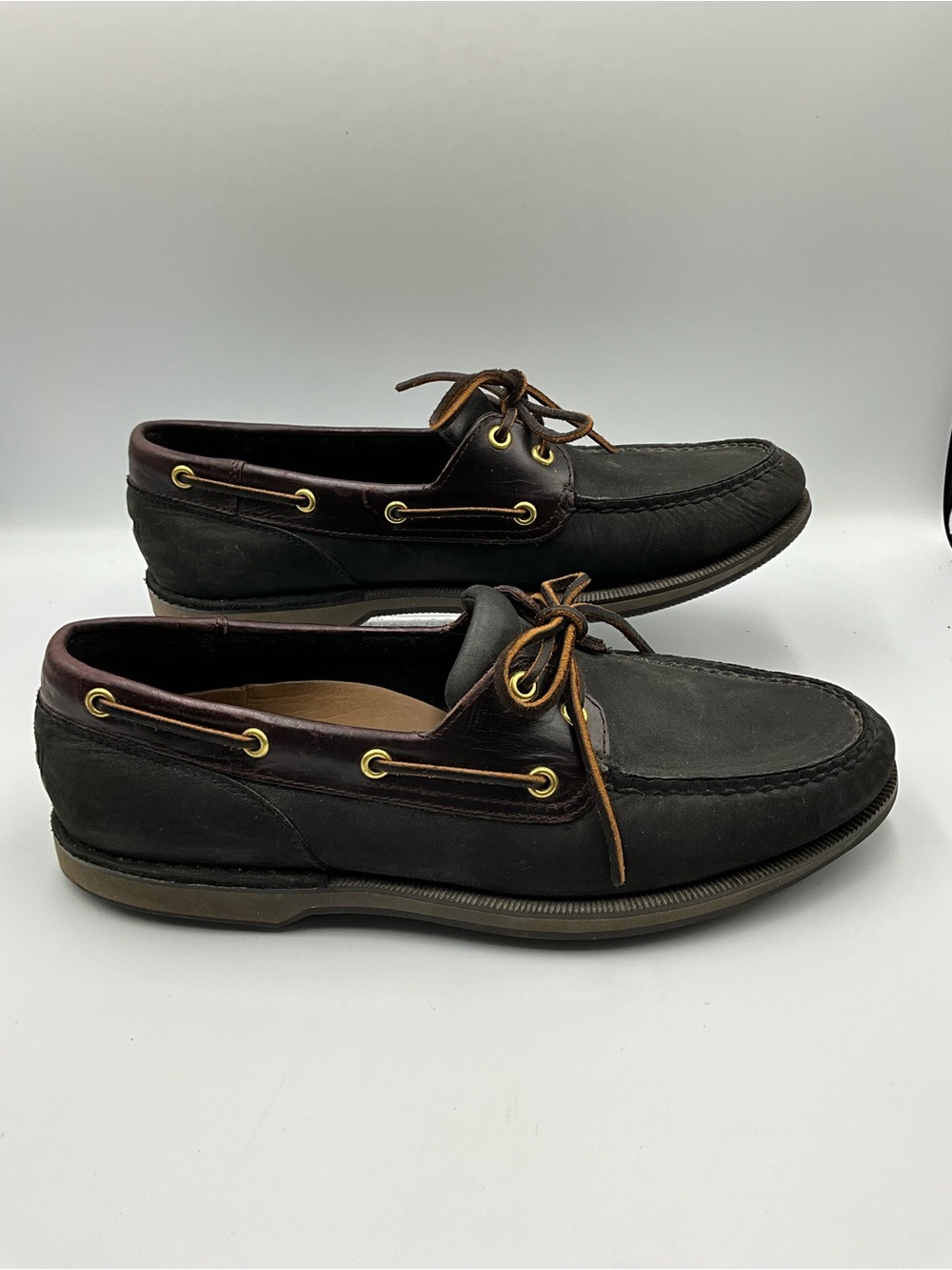 Rockport Boat Shoe Size 10.5 Black and Brown Leather Boat Shoes